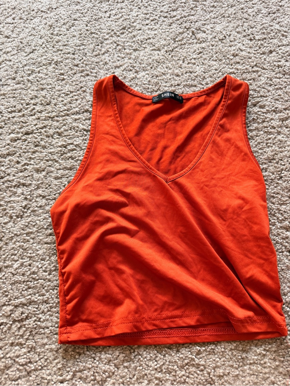 SHEIN Bright Orange V-Neck Crop Tank Top